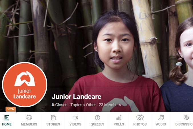 Screenshot of the Junior Landcare Topic page on Landcarer
